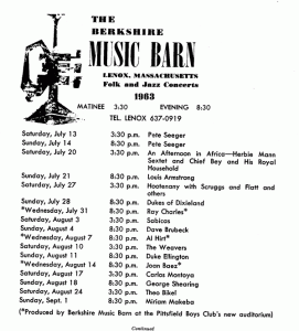 1963 Berkshire Music barn concert program